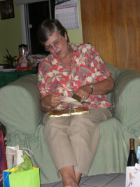Jeannette opens presents