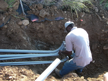 Pipes to meter wall footing