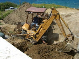 Stanley digs retaining wall footing